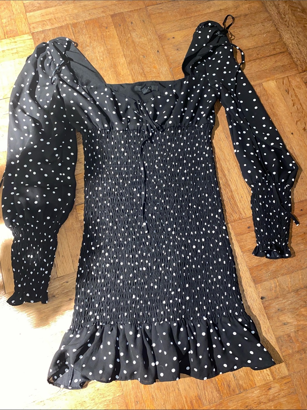 Forever 21 black and white polka dot mini dress or tunic top size small